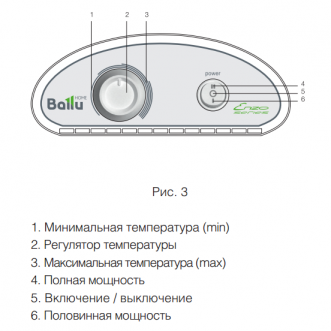 Электрический конвектор Ballu серии ENZO BEC/EZMR-500 с механическим термостатом